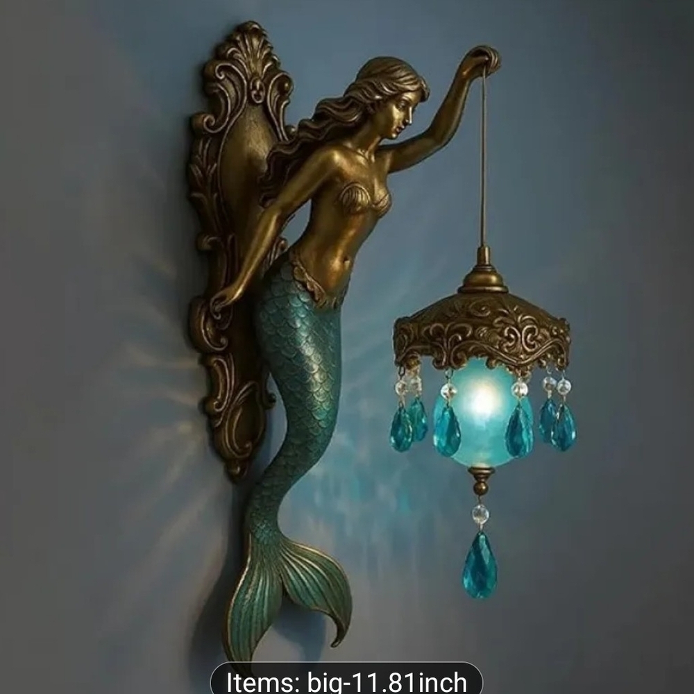 Mermaid Wall Sconce with Blue Accents